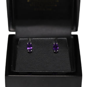 9ct White Gold Marquise Amethyst Stud Earrings