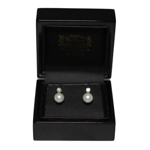 9ct Yellow Gold Cultured Pearl and Diamond Stud Earrings