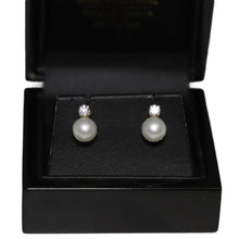 Load image into Gallery viewer, 9ct Yellow Gold Cultured Pearl and Diamond Stud Earrings
