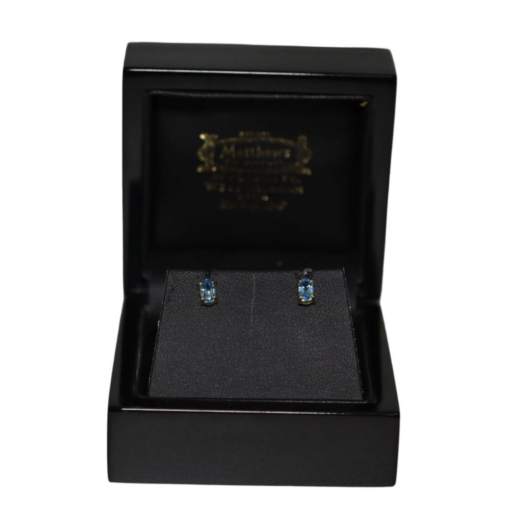 9ct Yellow Gold Blue Topaz Stud Earrings