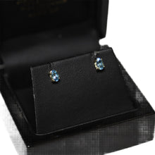 Load image into Gallery viewer, 9ct Yellow Gold Blue Topaz Stud Earrings
