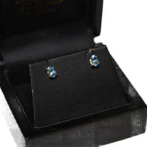9ct Yellow Gold Blue Topaz Stud Earrings
