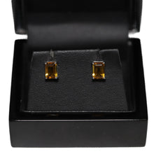 Load image into Gallery viewer, 9ct White Gold Rectangular Citrine Stud Earrings

