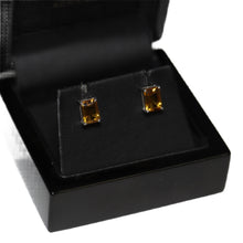 Load image into Gallery viewer, 9ct White Gold Rectangular Citrine Stud Earrings
