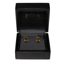 Load image into Gallery viewer, 9ct White Gold Rectangular Citrine Stud Earrings
