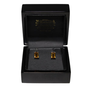 9ct White Gold Rectangular Citrine Stud Earrings