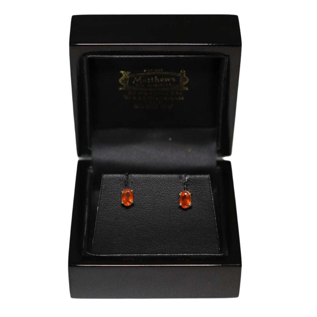 9ct Yellow Gold Fire Opal Stud Earrings