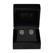 Load image into Gallery viewer, 18ct Yellow and White Gold Green Garnet and Diamond Cluster Stud Earrings
