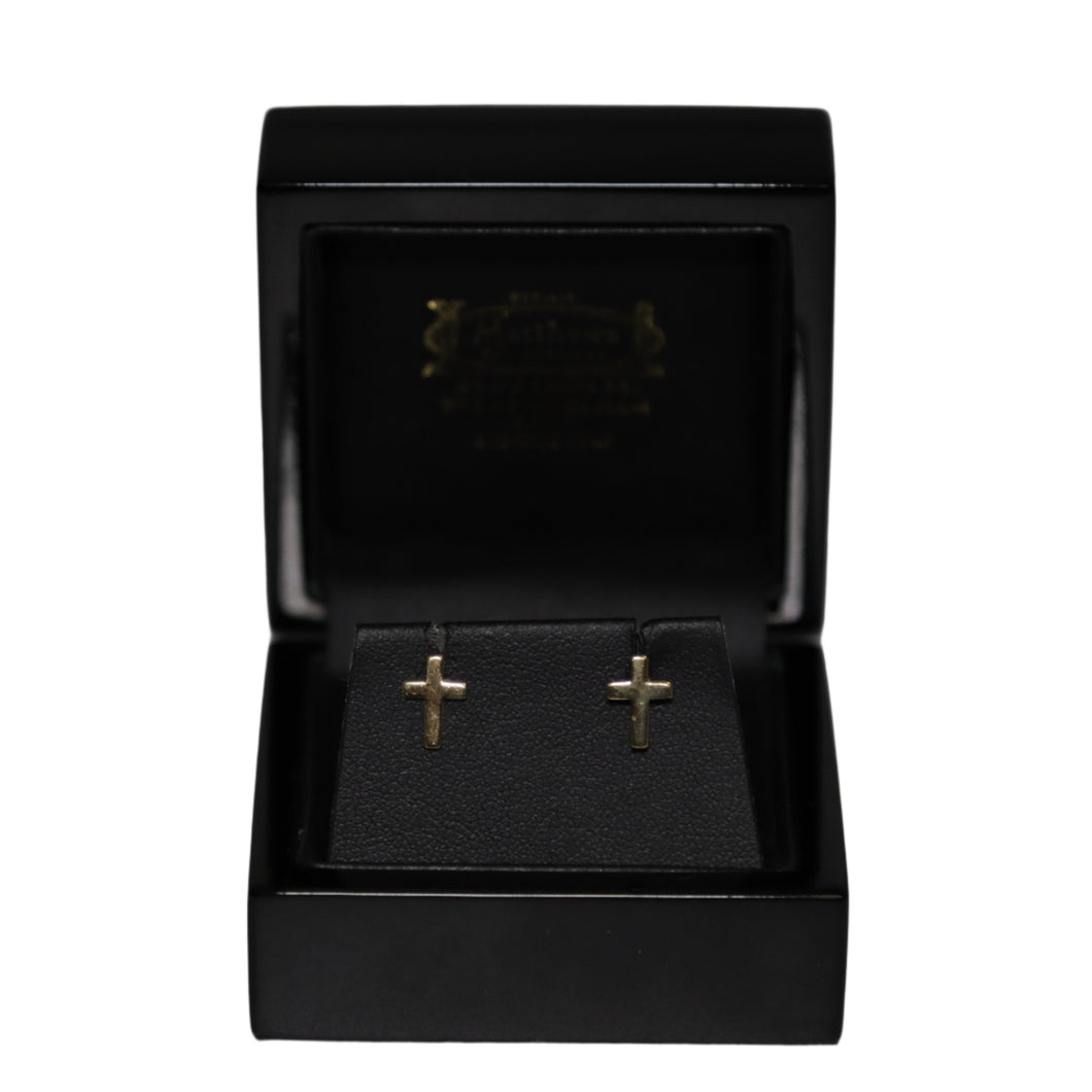 9ct Yellow Gold Cross Stud Earrings