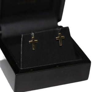 9ct Yellow Gold Cross Stud Earrings