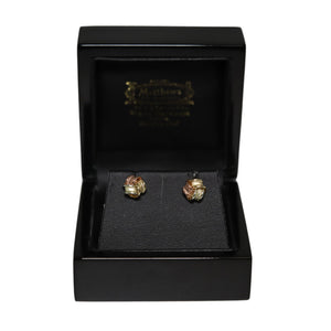 9ct Tri Colour Gold Satin Ribbon Knot Stud Earrings