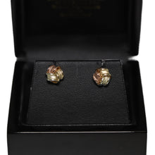 Load image into Gallery viewer, 9ct Tri Colour Gold Satin Ribbon Knot Stud Earrings
