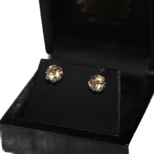 Load image into Gallery viewer, 9ct Tri Colour Gold Satin Ribbon Knot Stud Earrings
