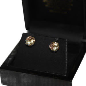 9ct Tri Colour Gold Satin Ribbon Knot Stud Earrings
