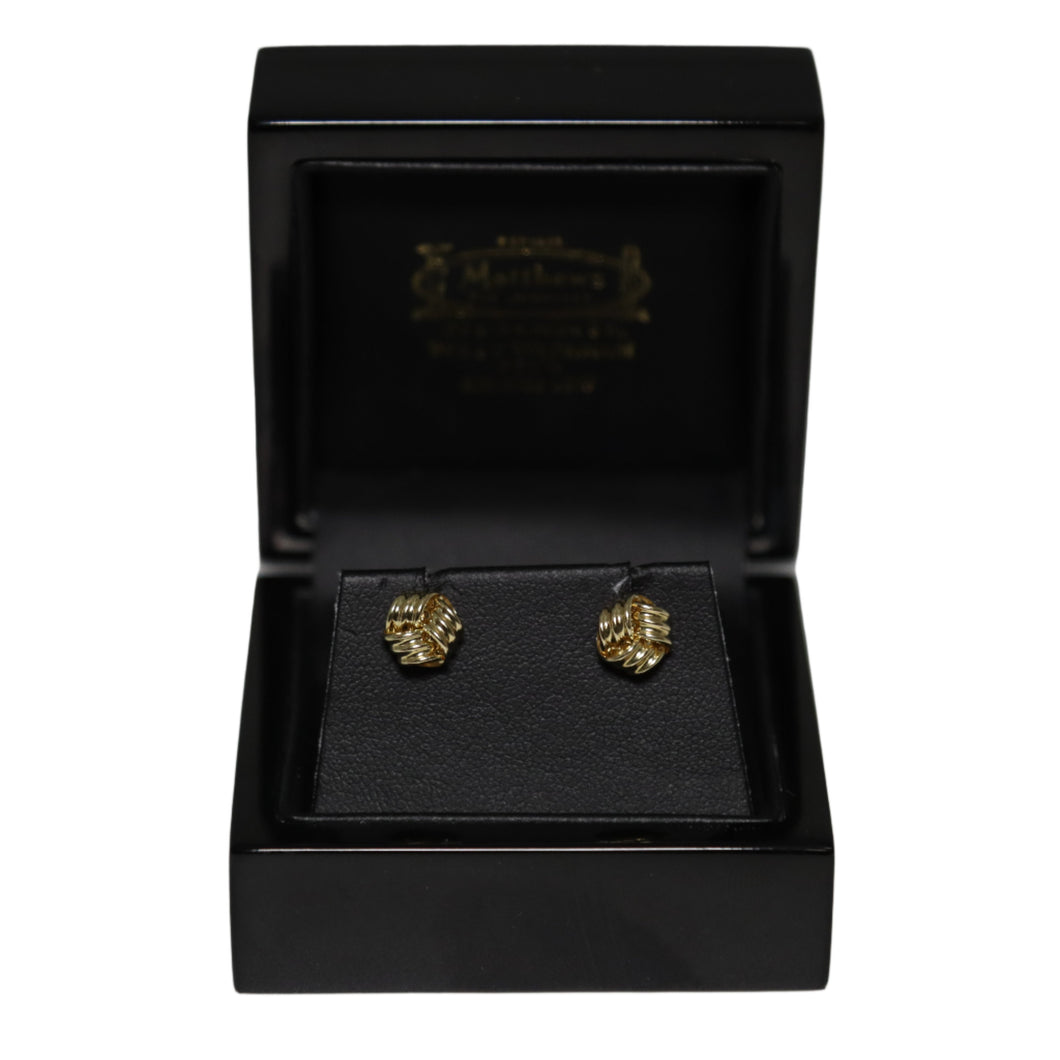 9ct Yellow Gold 3 Wire Knot Stud Earrings