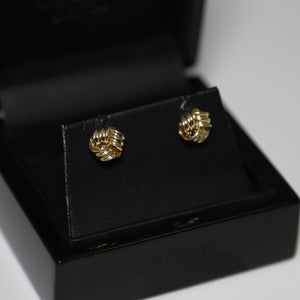 9ct Yellow Gold 3 Wire Knot Stud Earrings