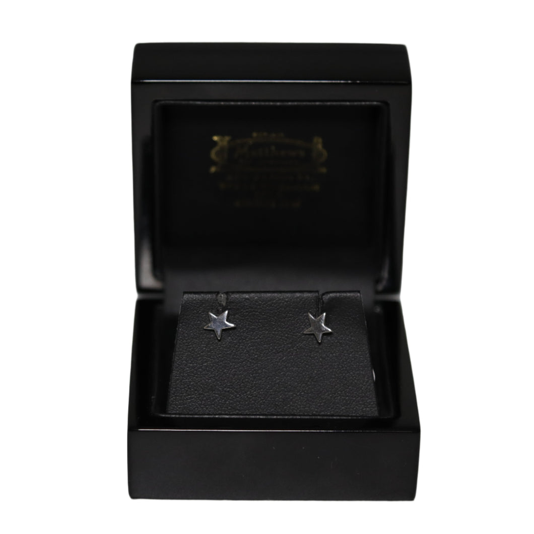 9ct White Gold Star Stud Earrings