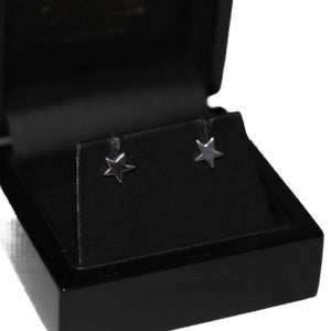 9ct White Gold Star Stud Earrings