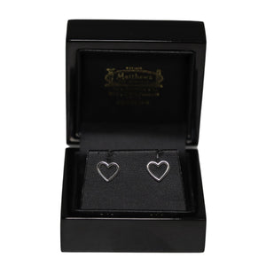 9ct White Gold Outline Heart Stud Earrings