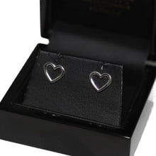 Load image into Gallery viewer, 9ct White Gold Outline Heart Stud Earrings
