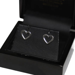 9ct White Gold Outline Heart Stud Earrings