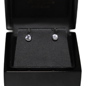 9ct White Gold Rub Over Set Cubic Zirconia Stud Earrings
