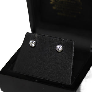 9ct White Gold Rub Over Set Cubic Zirconia Stud Earrings