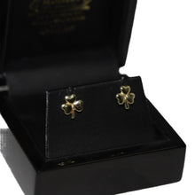 Load image into Gallery viewer, 9ct Yellow Gold Shamrock Stud Earrings

