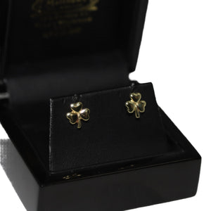 9ct Yellow Gold Shamrock Stud Earrings
