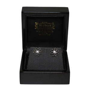 9ct White Gold Open Petal Flower Stud Earrings