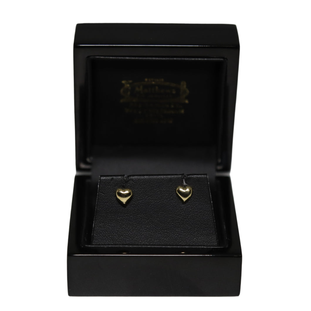 9ct Yellow Gold Heart Stud Earrings