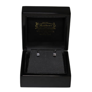 9ct White Gold Polished Cube Stud Earrings
