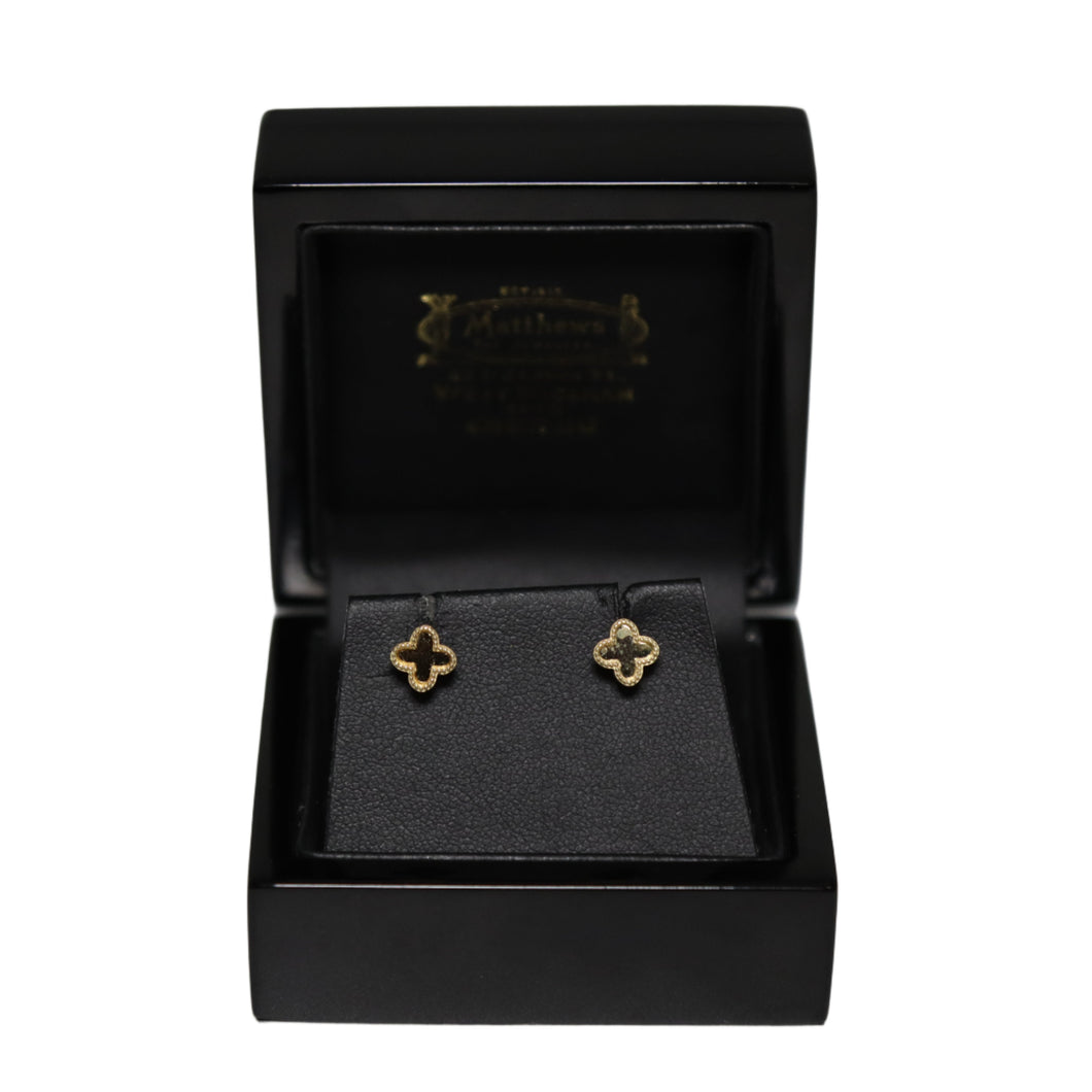 9ct Yellow Gold Quatrefoil Cross Stud Earrings
