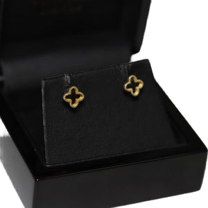 9ct Yellow Gold Quatrefoil Cross Stud Earrings