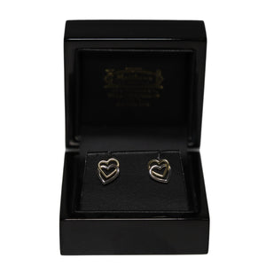 9ct 2 Colour Gold Open Interlocked Heart Stud Earrings