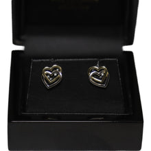 Load image into Gallery viewer, 9ct 2 Colour Gold Open Interlocked Heart Stud Earrings
