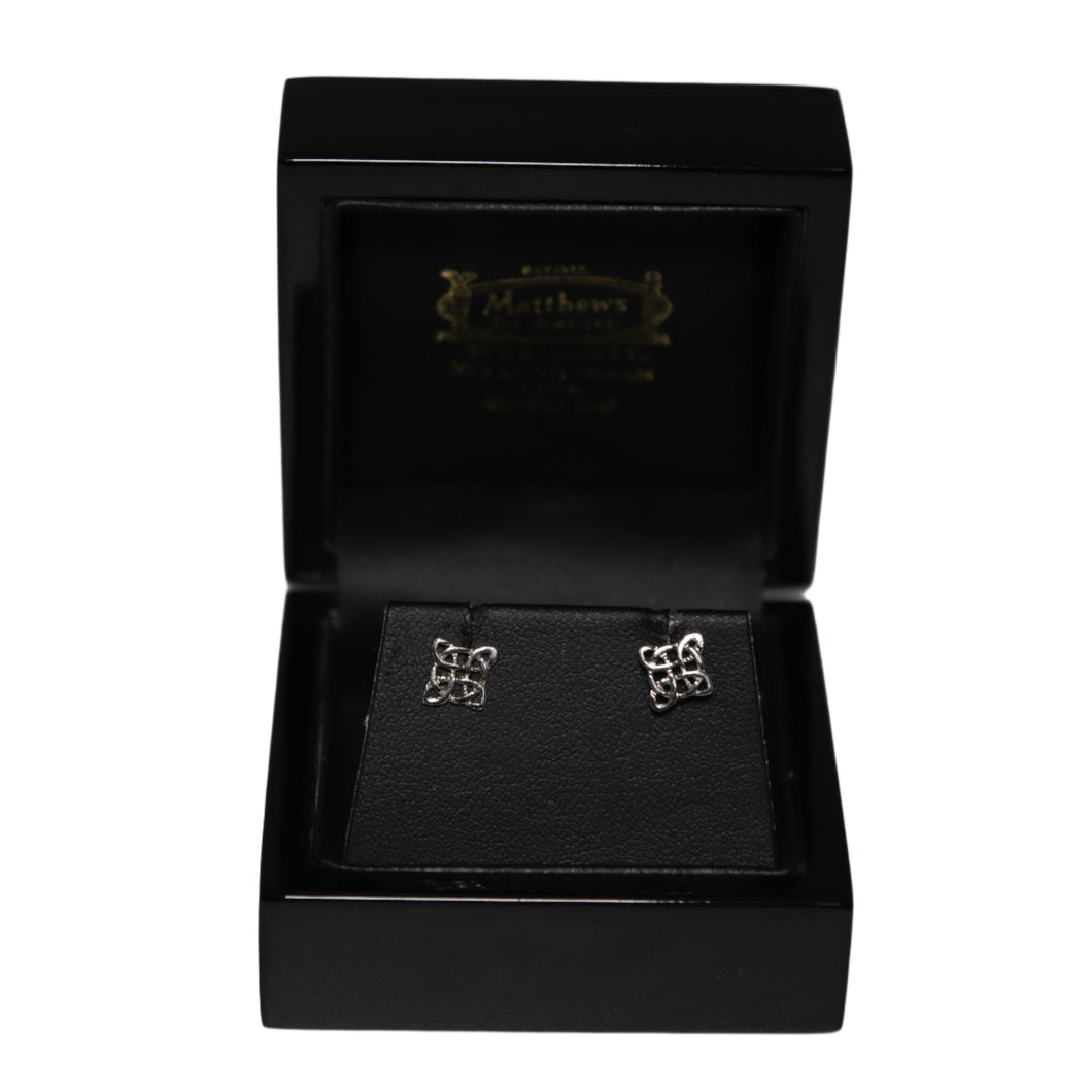 9ct White Gold Celtic Knot Stud Earrings