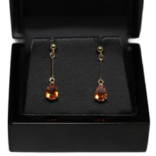 Load image into Gallery viewer, 9ct Yellow Gold Tear Drop Fire Opal Drop Earrings
