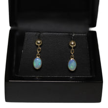Load image into Gallery viewer, 9ct Yellow Gold Rub Set Opal Drop Earrings
