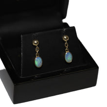 Load image into Gallery viewer, 9ct Yellow Gold Rub Set Opal Drop Earrings
