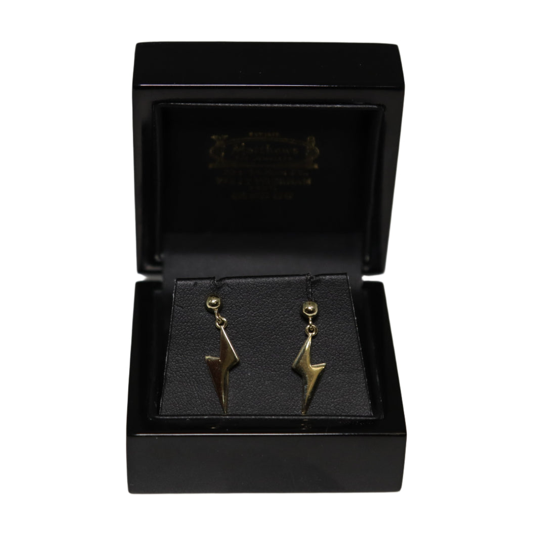 9ct Yellow Gold Lightening Bolt Drop Earrings