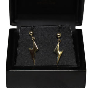 9ct Yellow Gold Lightening Bolt Drop Earrings