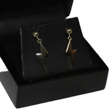 Load image into Gallery viewer, 9ct Yellow Gold Lightening Bolt Drop Earrings
