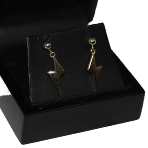 9ct Yellow Gold Lightening Bolt Drop Earrings