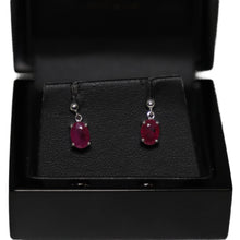 Load image into Gallery viewer, 9ct White Gold Oval Ruby Drop Earrings
