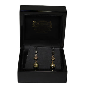 9ct 3 Colour Gold Graduated Ball Drop Earrings