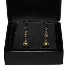Load image into Gallery viewer, 9ct 3 Colour Gold Graduated Ball Drop Earrings
