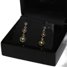 Load image into Gallery viewer, 9ct 3 Colour Gold Graduated Ball Drop Earrings
