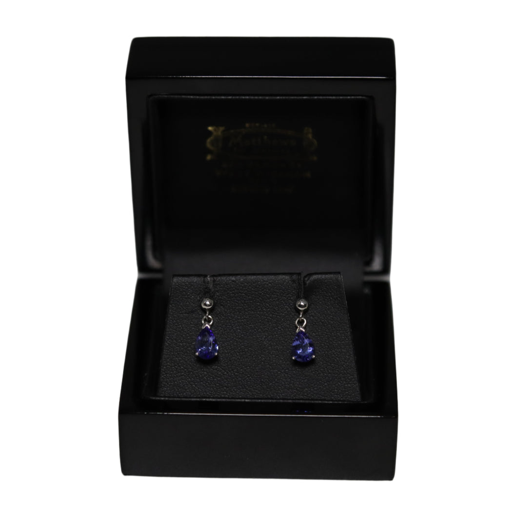 9ct White Gold Tear Drop Tanzanite from Ball Drop Earrings