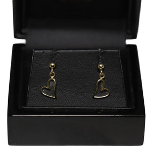 9ct Yellow Gold Stylised Heart Drop Earrings